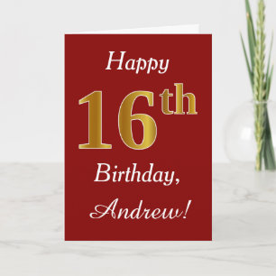 Simple Faux Gold 16e anniversaire + Carte de nom p
