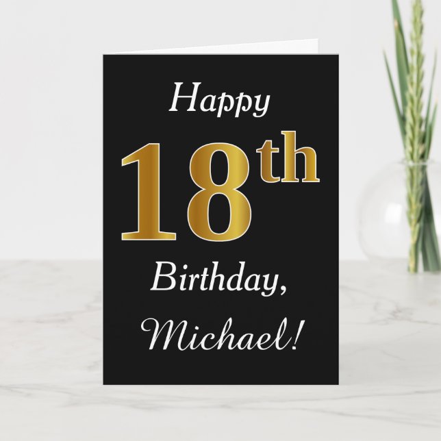 Simple Faux Gold 18e anniversaire + Carte de nom p (Devant)