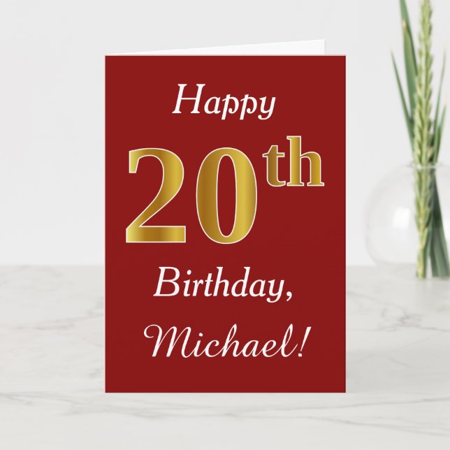 Simple Faux Gold 20e anniversaire + Carte de nom p (Devant)
