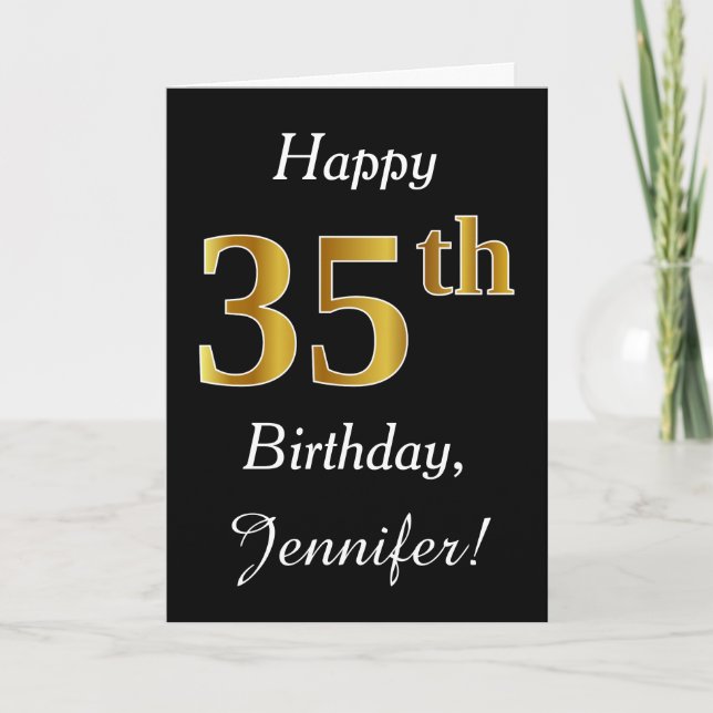 Simple Faux Gold 35e anniversaire + Carte de nom p (Devant)