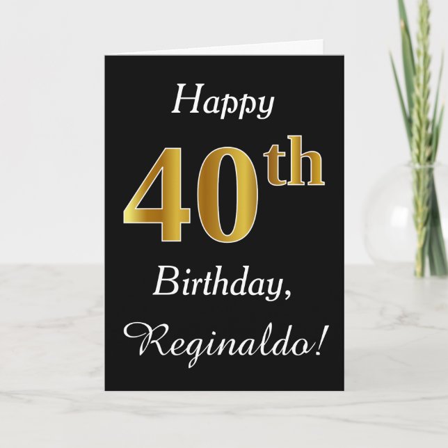 Simple Faux Gold 40e anniversaire + Carte de nom p (Devant)