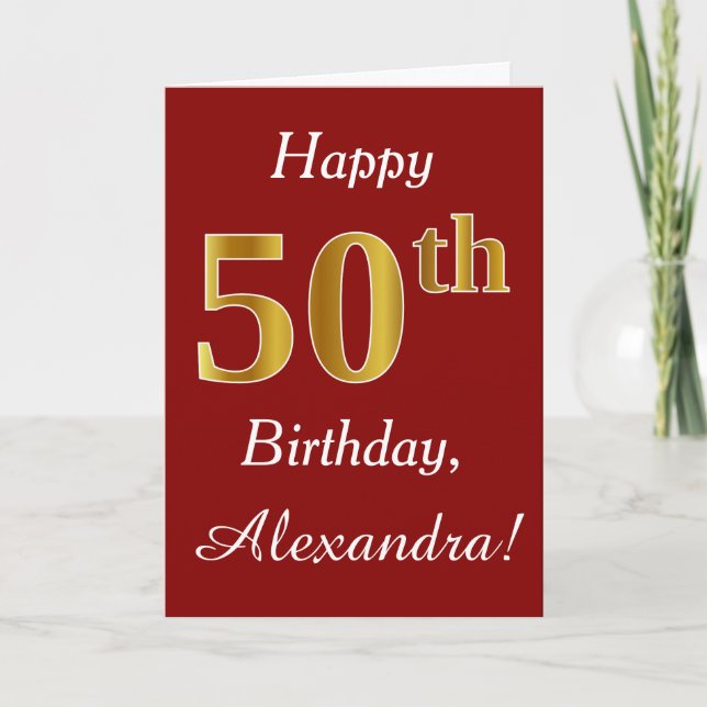Simple Faux Gold 50e anniversaire + Carte de nom p (Devant)