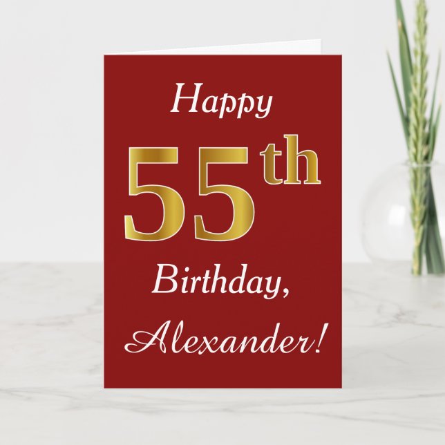 Simple Faux Gold 55e anniversaire + Carte de nom p (Devant)