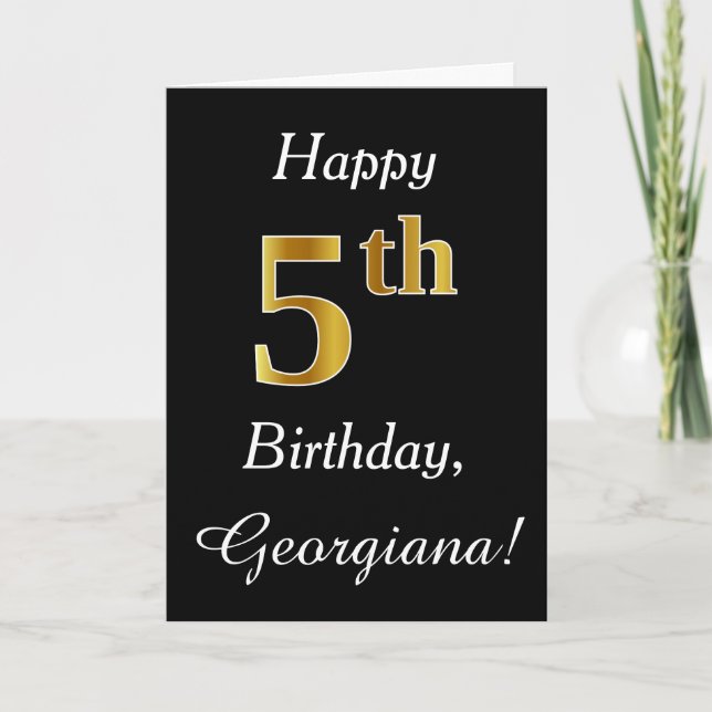 Simple Faux Gold 5e anniversaire + Carte de nom pe (Devant)
