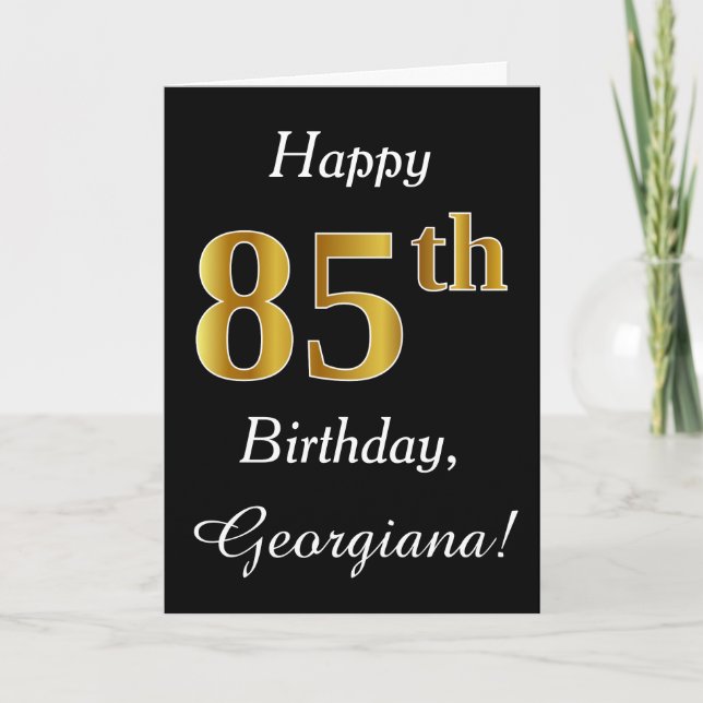 Simple Faux Gold 85e anniversaire + Carte de nom p (Devant)