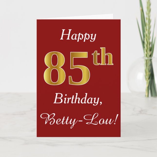Simple Faux Gold 85e anniversaire + Carte de nom p (Devant)