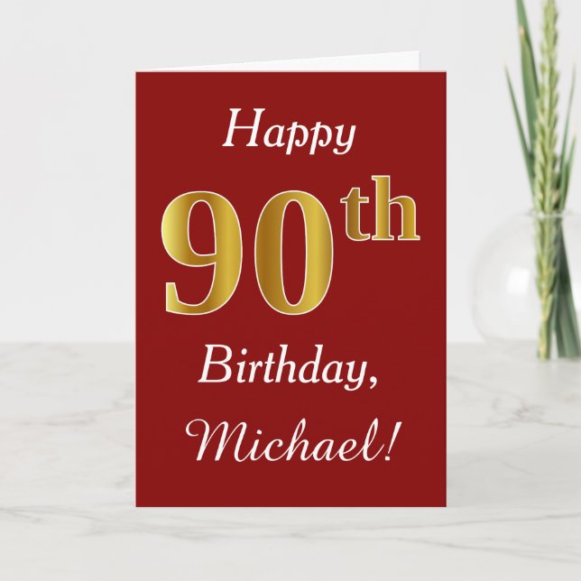 Simple Faux Gold 90e anniversaire + Carte de nom p (Devant)
