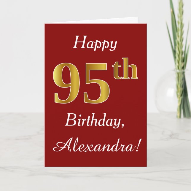 Simple Faux Gold 95e anniversaire + Carte de nom p (Devant)