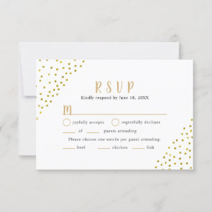 Simple Faux Gold Confetti Wedding RSVP + entrées