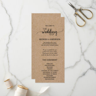 Simple Faux Kraft Calligraphy Wedding Programme