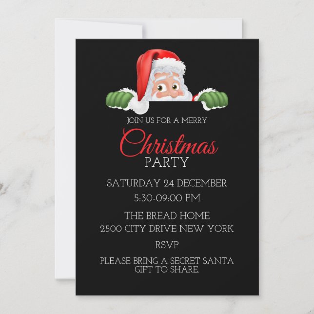 simple festif père Noël invitations de noël modern (Devant)