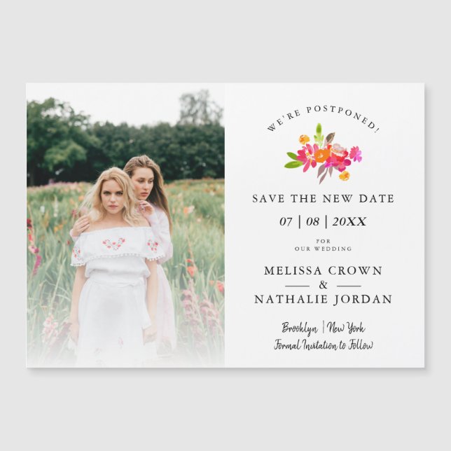 Simple Floral LGBT Engaged Couple Change Date (Devant)