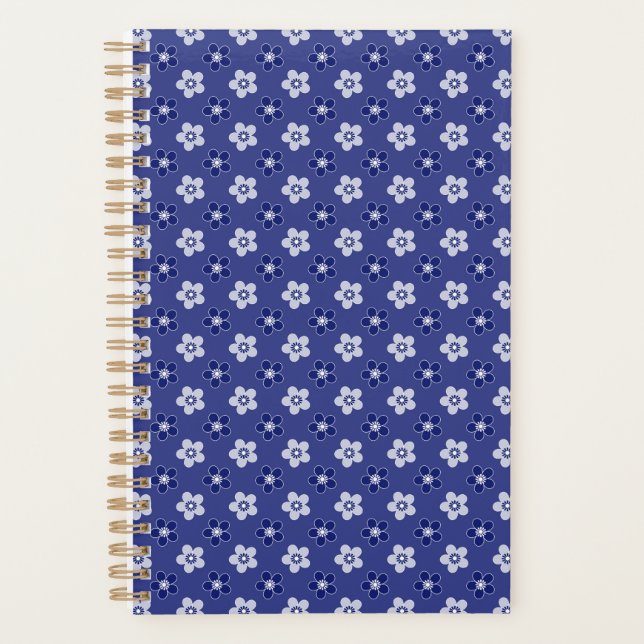 simple floral solide bleu motif rétro petit flowe (Devant)