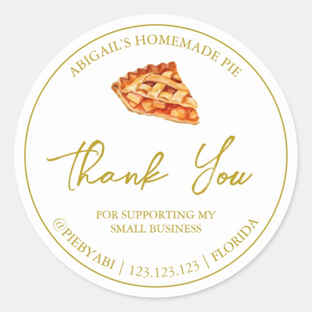 Simple gâteau à tarte fait maison Merci Étiquette (Devant)