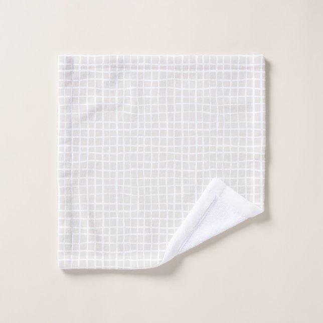 Simple geometric Grid beige white neutral check (Gant de toilette)