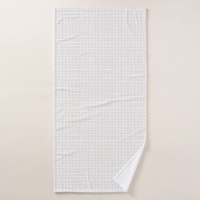 Simple geometric Grid beige white neutral check (Serviette de bain)