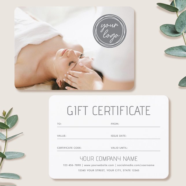 Simple Gift Certificate Custom Photo Logo Card (Créateur téléchargé)
