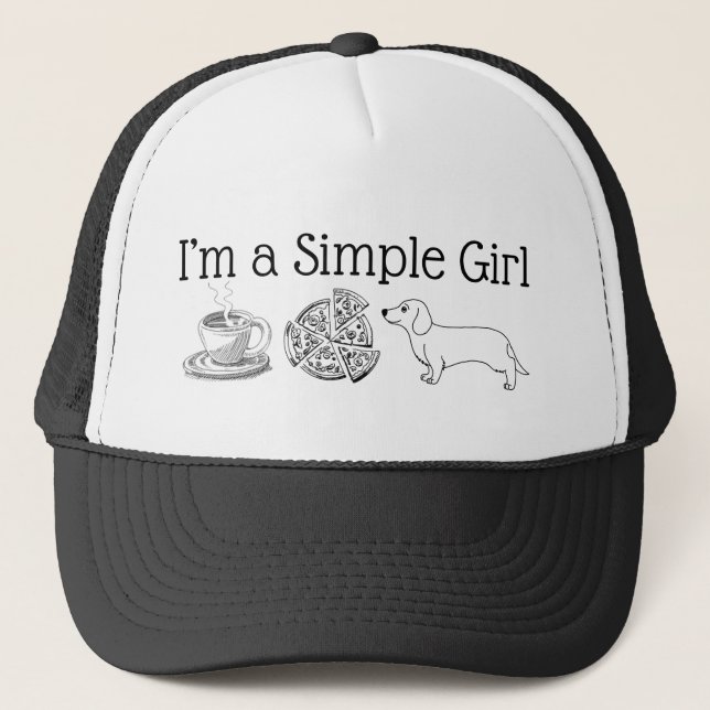 Simple Girl - Café, pizza et chien Casquette de ca (Devant)