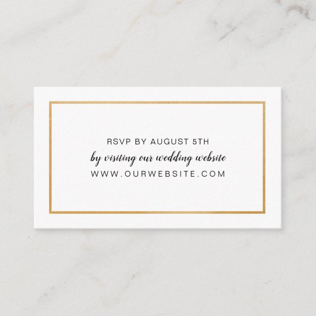 Simple Gold Frame mariage RSVP carte en ligne (Devant)
