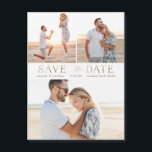 Simple Gold Multiphoto Enregistrer la date<br><div class="desc">Enregistrer la date enregistrer les annonces mariage avec un design simple qui peut être customisé avec trois photos du couple. Personnalisez avec vos informations.</div>