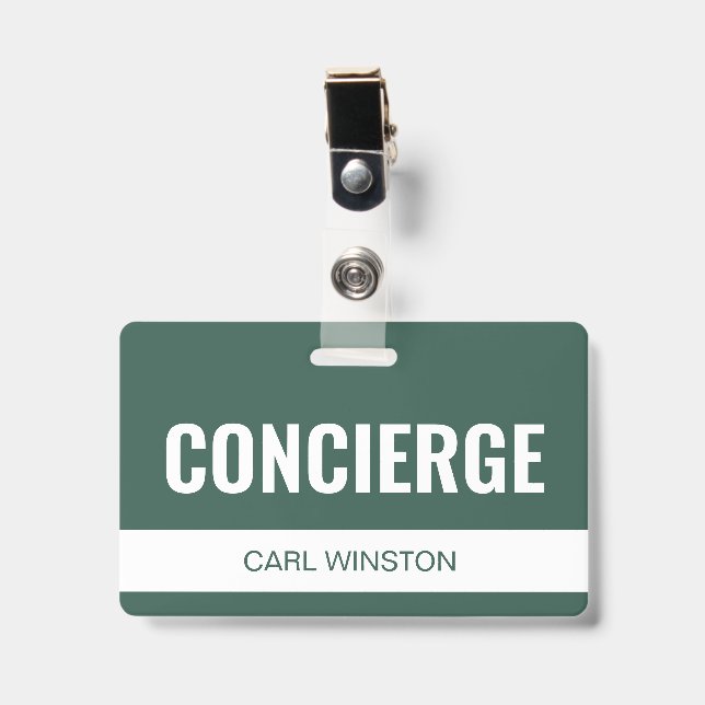 Simple Green Badge d'identification personnalisé p (Avant avec clip)