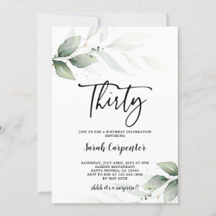 Simple Greenery 30e invitation anniversaire