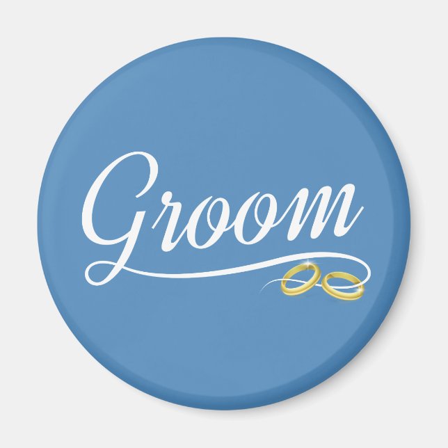 Simple Groom Floral Mariage Calligraphie | Aimant (Devant)