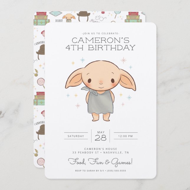 Simple Harry Potter - Dobby Invitation d'anniversa (Devant / Derrière)