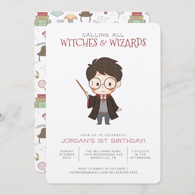 Simple Harry Potter Invitation d'anniversaire (Devant / Derrière)