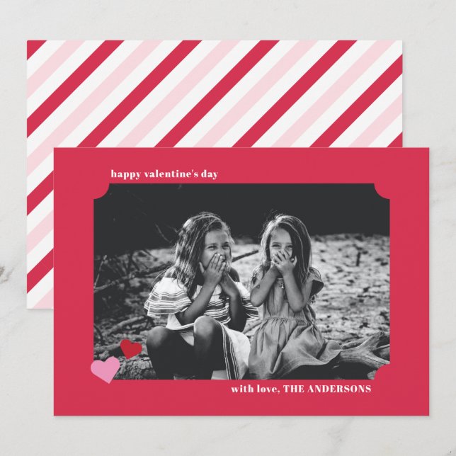 Simple Hearts Ticket Frame Carte photo de Valentin (Devant / Derrière)