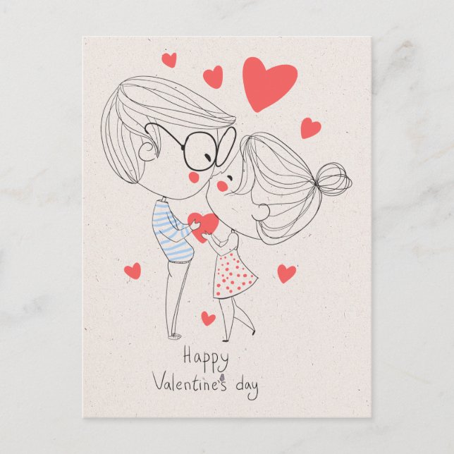 Simple Heureuse Sainte-Valentin ! Carte postale (Devant)