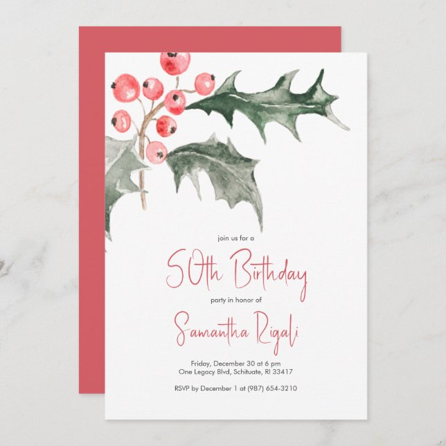 Simple hiver 50e anniversaire Invitations (Devant / Derrière)