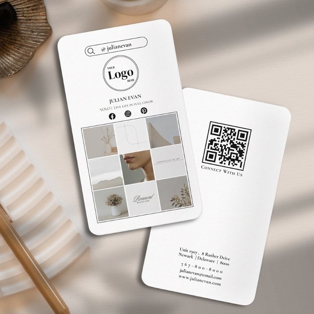 Simple Instagram Photo Collage Carte de visite bla (Créateur téléchargé)