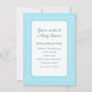 Simple Invitation Bébé Bleu Clair et Blanc