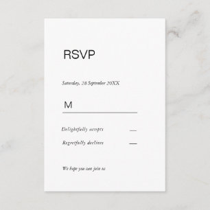 Simple invitation élégante Carte de réponse RSVP