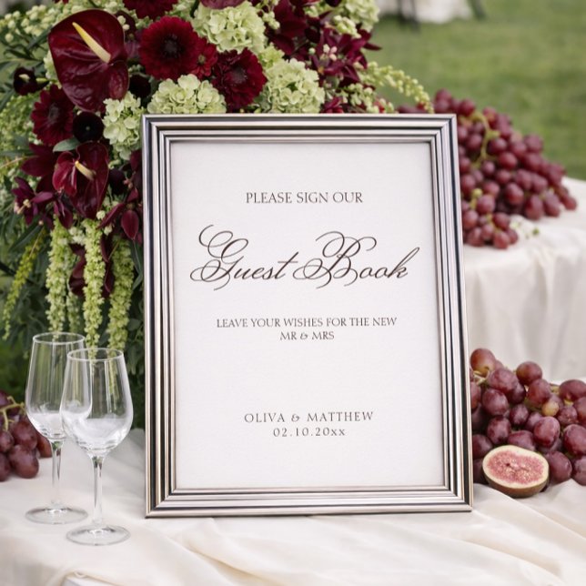 Simple Ivory and Brown Wedding Guest Book Poster (Créateur téléchargé)