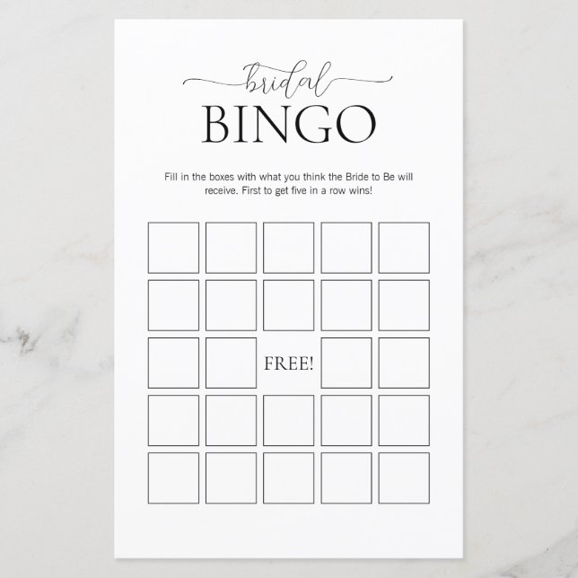 Simple jeu de Fête des mariées de bingo nuptiale m (Devant)