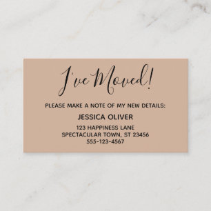 Simple jolie j'ai déménagé sur une carte d'amande