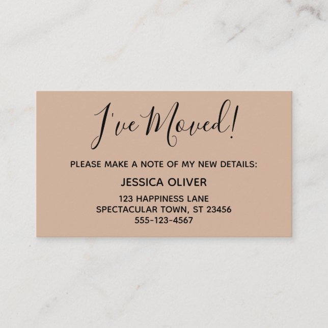 Simple jolie j'ai déménagé sur une carte d'amande  (Devant)