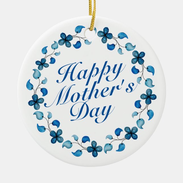 Simple Joyeuse Fête des Mères Ornement de fleurs d (Devant)