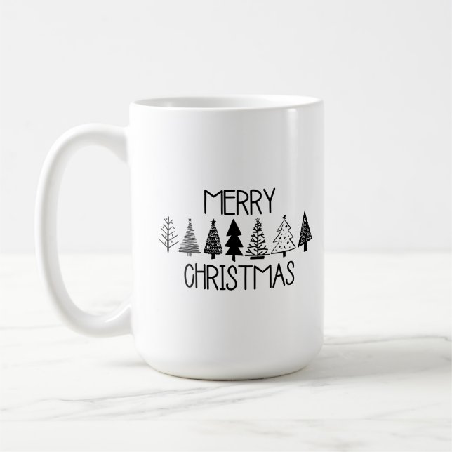Simple Joyeux Arbres de Noël Café Mug (Gauche)