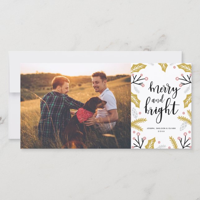 Simple Joyeux & Brillante | Carte de vacances phot (Devant)