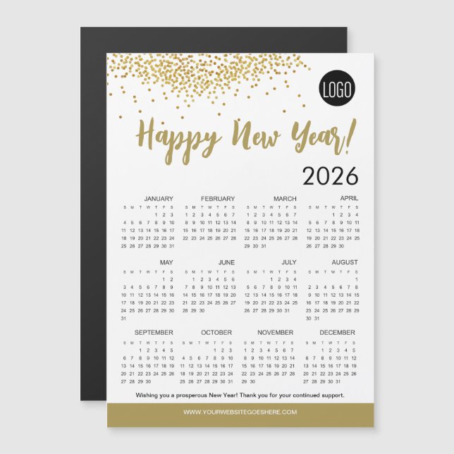 Simple Joyeux Nouvel An 2026 Calendrier Votre logo (Devant / Derrière)