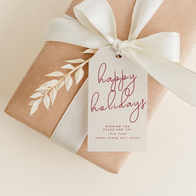 Simple Joyeux Vacances avec étiquette de nom perso (Créateur téléchargé)