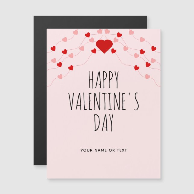 Simple Joyeux Valentines Jour Rose Coeurs à cordes (Devant / Derrière)