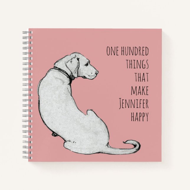 Simple Labrador Dog Art Pink Gratitude Journal (Devant)