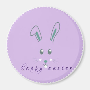 Simple lapin mauve Aimant rond de Pâques classiqu