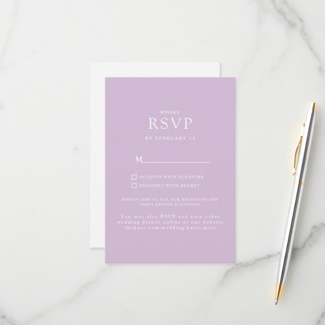 Simple Lavender Website Wedding RSVP (Devant/Arrière en situation)