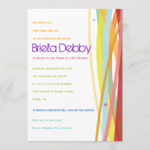 Simple Lines Bat Bar Mitzvah Invitation Invitation