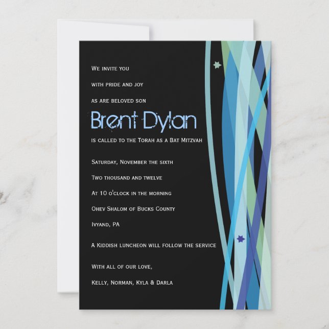 Simple Lines Bat Bar Mitzvah Invitation Invitation (Devant)